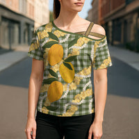 Uliuli Ahiahia Hawaiian Mango Palaka Cross Shoulder Shirt Aloha Hibiscus Pikake Lei