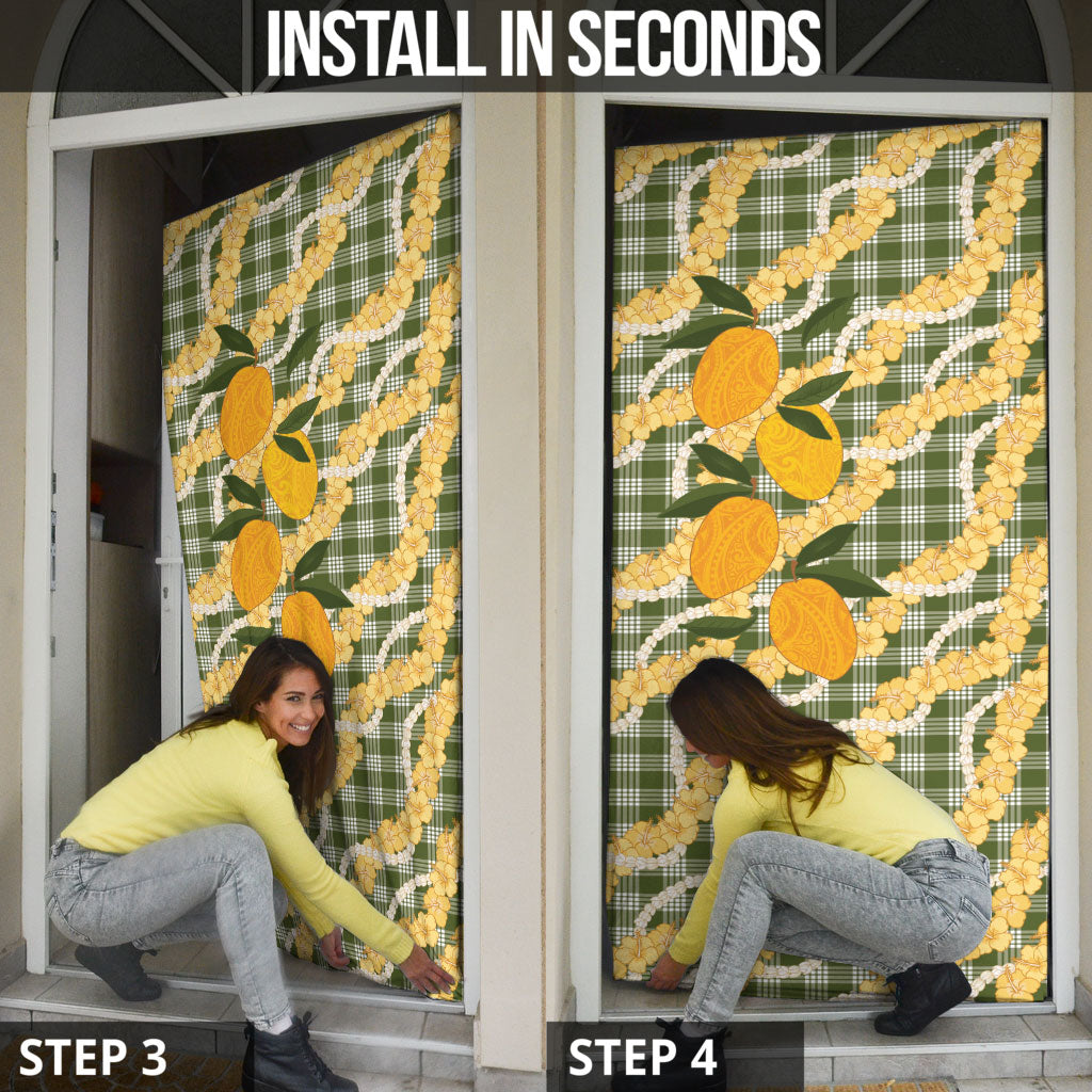 Uliuli Ahiahia Hawaiian Mango Palaka Door Cover Aloha Hibiscus Pikake Lei