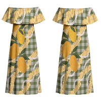Uliuli Ahiahia Hawaiian Mango Palaka Family Matching Off Shoulder Maxi Dress and Hawaiian Shirt Aloha Hibiscus Pikake Lei