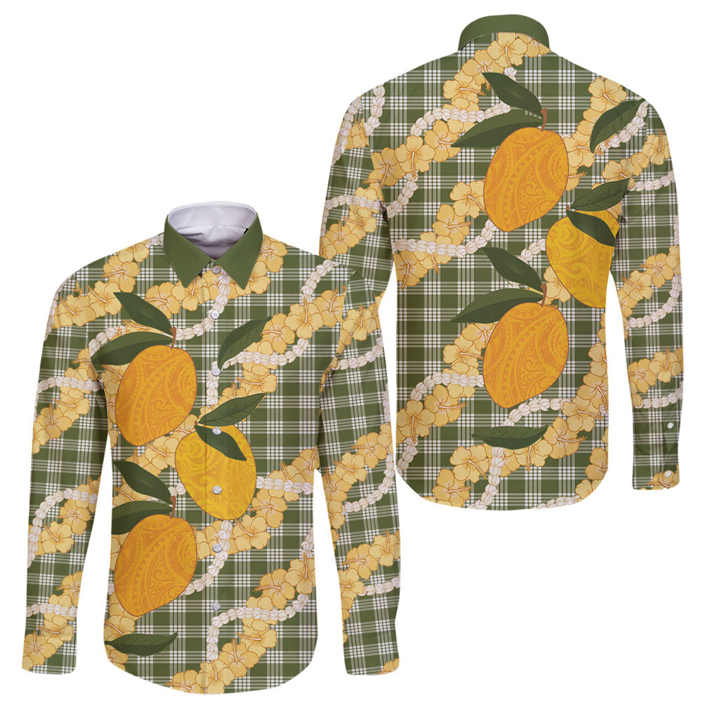 Uliuli Ahiahia Hawaiian Mango Palaka Family Matching Puletasi and Hawaiian Shirt Aloha Hibiscus Pikake Lei