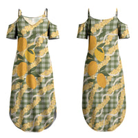 Uliuli Ahiahia Hawaiian Mango Palaka Family Matching Summer Maxi Dress and Hawaiian Shirt Aloha Hibiscus Pikake Lei