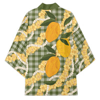 Uliuli Ahiahia Hawaiian Mango Palaka Kimono Aloha Hibiscus Pikake Lei