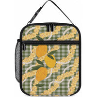 Uliuli Ahiahia Hawaiian Mango Palaka Lunch Bag Aloha Hibiscus Pikake Lei LT9 10.2 × 8.3 × 4.3 inch Sage Green - Polynesian Pride