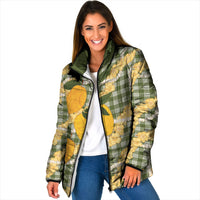 Uliuli Ahiahia Hawaiian Mango Palaka Padded Jacket Aloha Hibiscus Pikake Lei