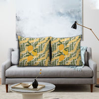 Uliuli Ahiahia Hawaiian Mango Palaka Pillow Cover Aloha Hibiscus Pikake Lei