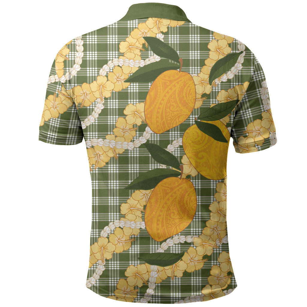 Uliuli Ahiahia Hawaiian Mango Palaka Polo Shirt Aloha Hibiscus Pikake Lei