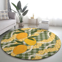 Uliuli Ahiahia Hawaiian Mango Palaka Round Carpet Aloha Hibiscus Pikake Lei