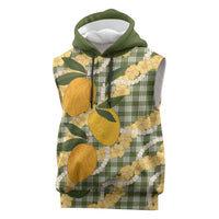 Uliuli Ahiahia Hawaiian Mango Palaka Sleeveless Hoodie Aloha Hibiscus Pikake Lei