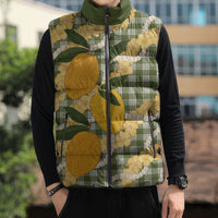 Uliuli Ahiahia Hawaiian Mango Palaka Sleeveless Puffer Jacket Aloha Hibiscus Pikake Lei