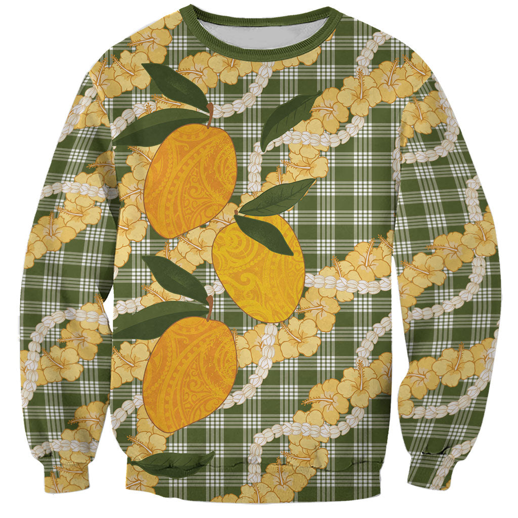 Uliuli Ahiahia Hawaiian Mango Palaka Sweatshirt Aloha Hibiscus Pikake Lei