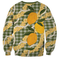 Uliuli Ahiahia Hawaiian Mango Palaka Sweatshirt Aloha Hibiscus Pikake Lei