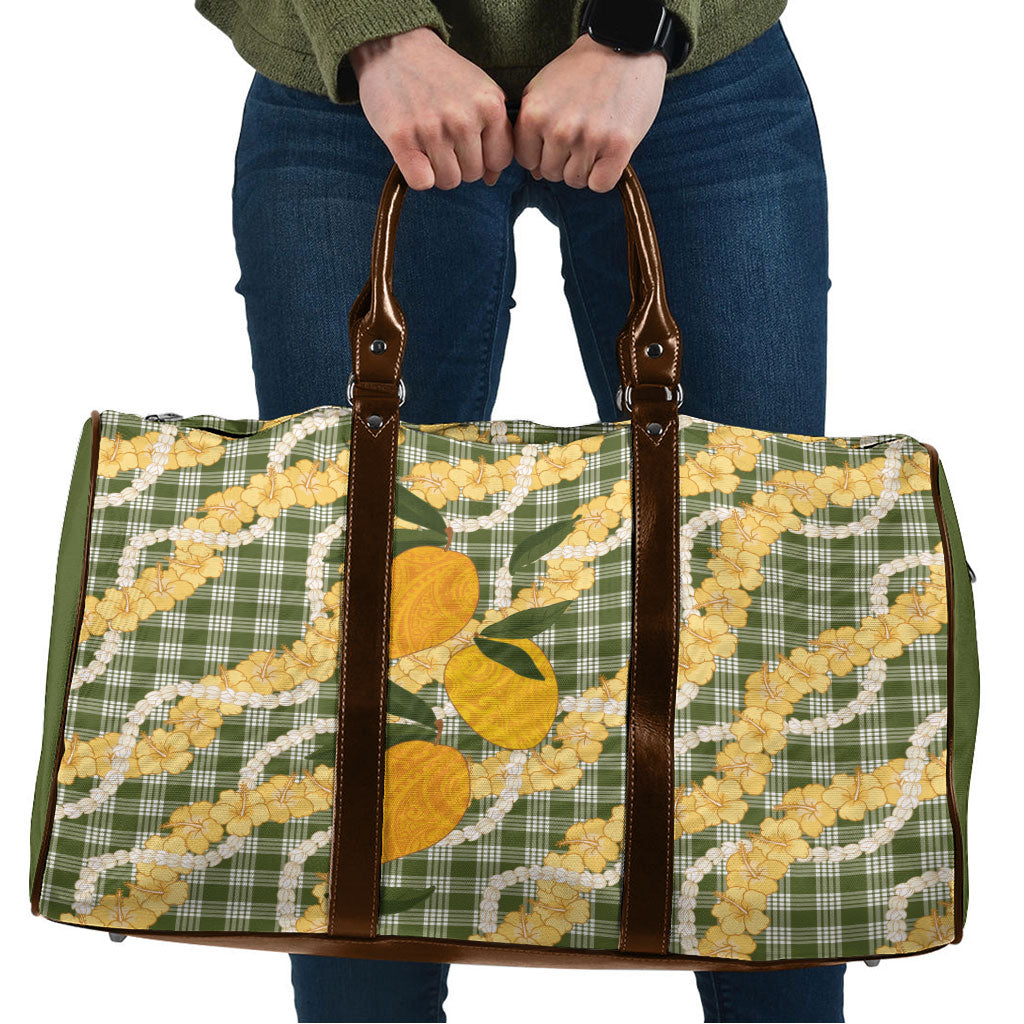 Uliuli Ahiahia Hawaiian Mango Palaka Travel Bag Aloha Hibiscus Pikake Lei