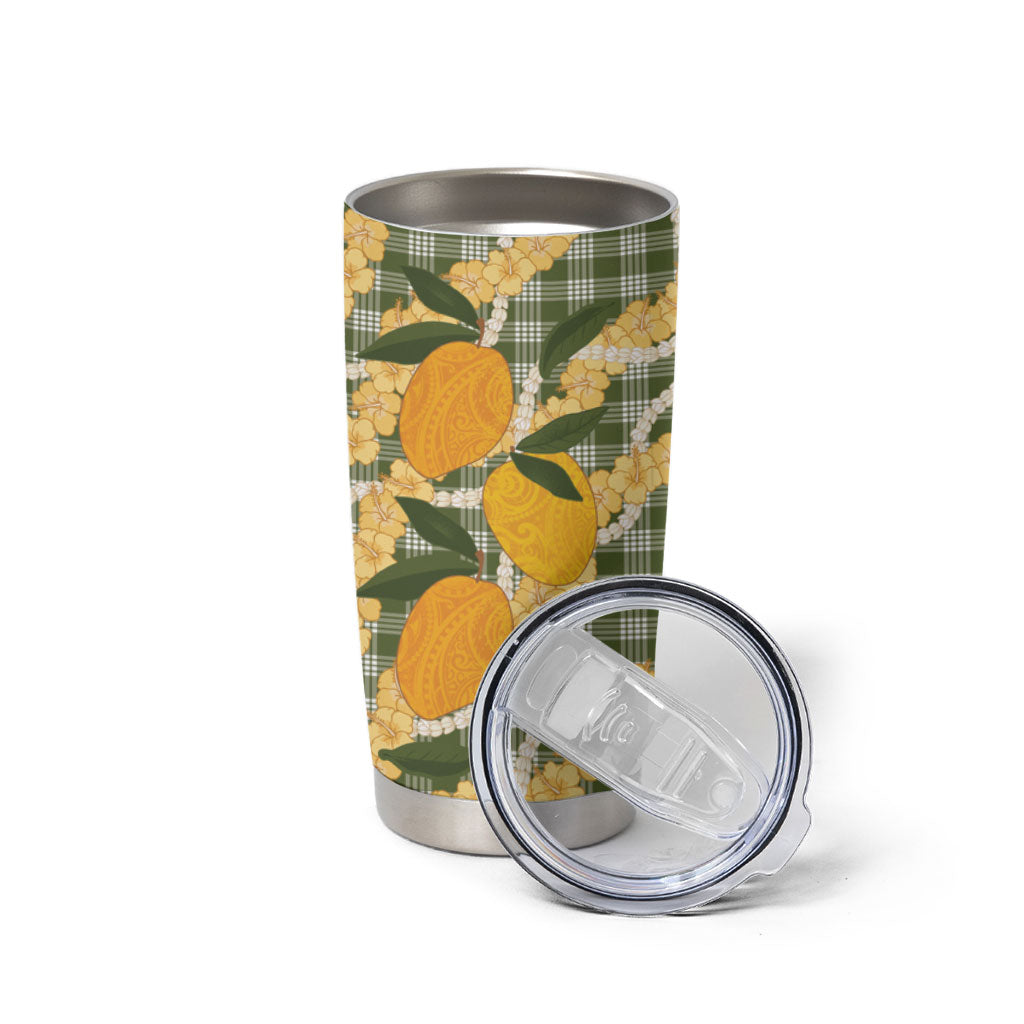 Uliuli Ahiahia Hawaiian Mango Palaka Tumbler Cup Aloha Hibiscus Pikake Lei