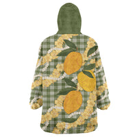 Uliuli Ahiahia Hawaiian Mango Palaka Wearable Blanket Hoodie Aloha Hibiscus Pikake Lei