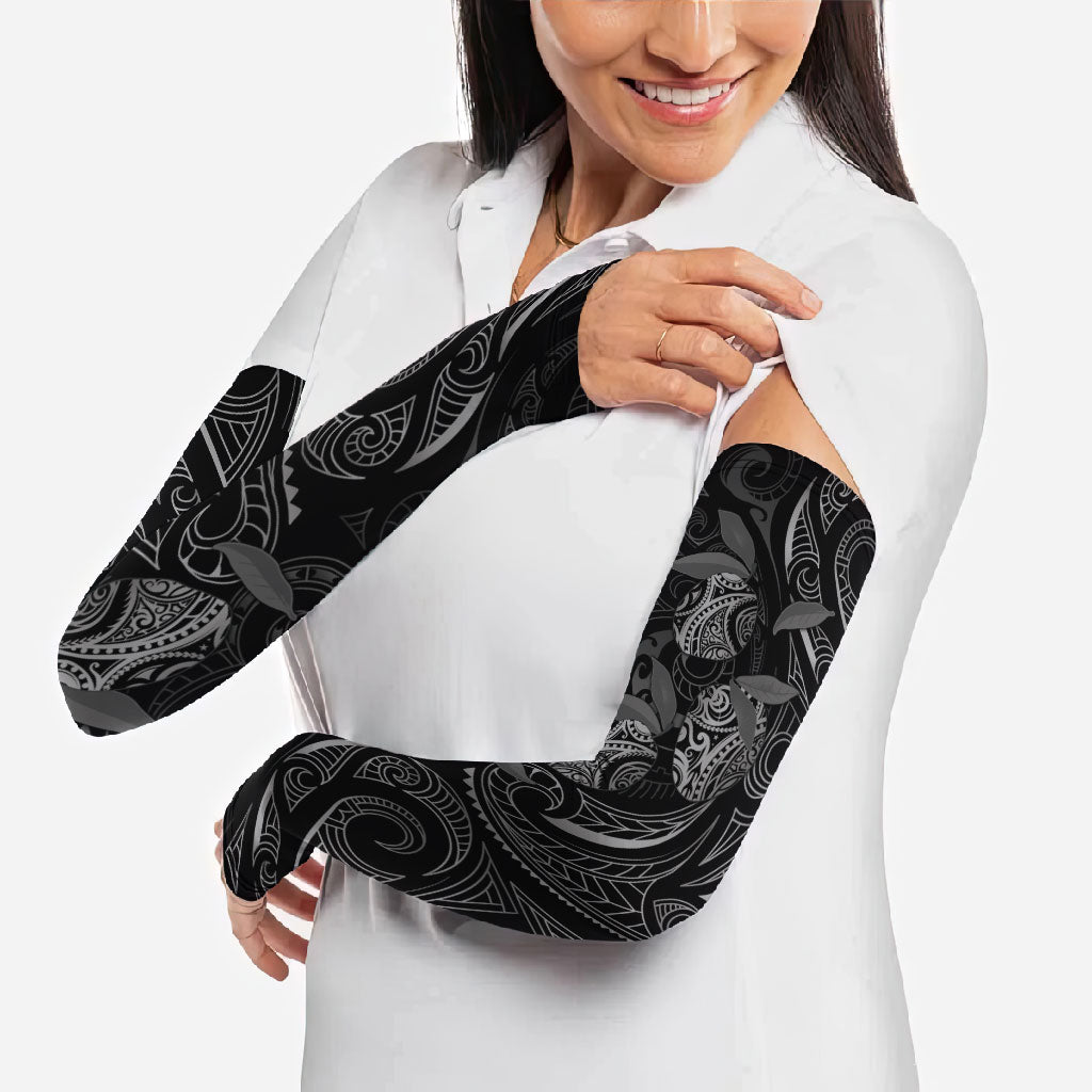 Hawaiian Mango Tribal Tattoo Arm Sleeves Black White Pacific Traditional Pattern