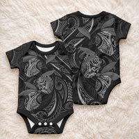 Hawaiian Mango Tribal Tattoo Baby Onesie Black White Pacific Traditional Pattern LT9 - Polynesian Pride