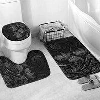 Hawaiian Mango Tribal Tattoo Bathroom Set Black White Pacific Traditional Pattern