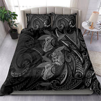 Hawaiian Mango Tribal Tattoo Bedding Set Black White Pacific Traditional Pattern
