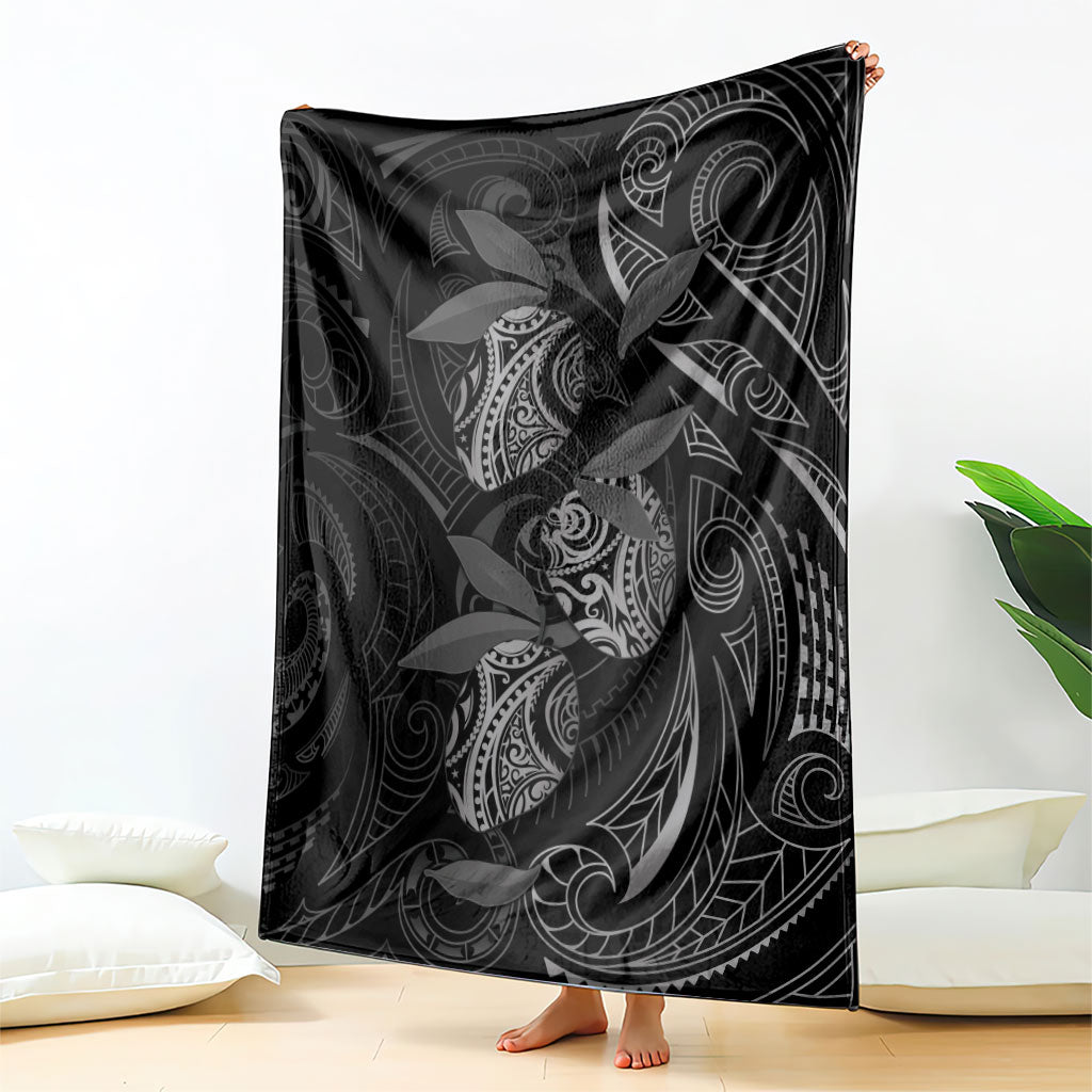 Hawaiian Mango Tribal Tattoo Blanket Black White Pacific Traditional Pattern