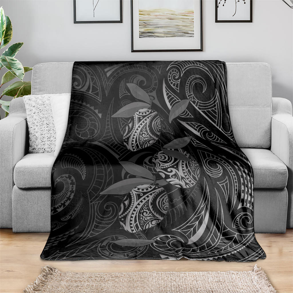 Hawaiian Mango Tribal Tattoo Blanket Black White Pacific Traditional Pattern