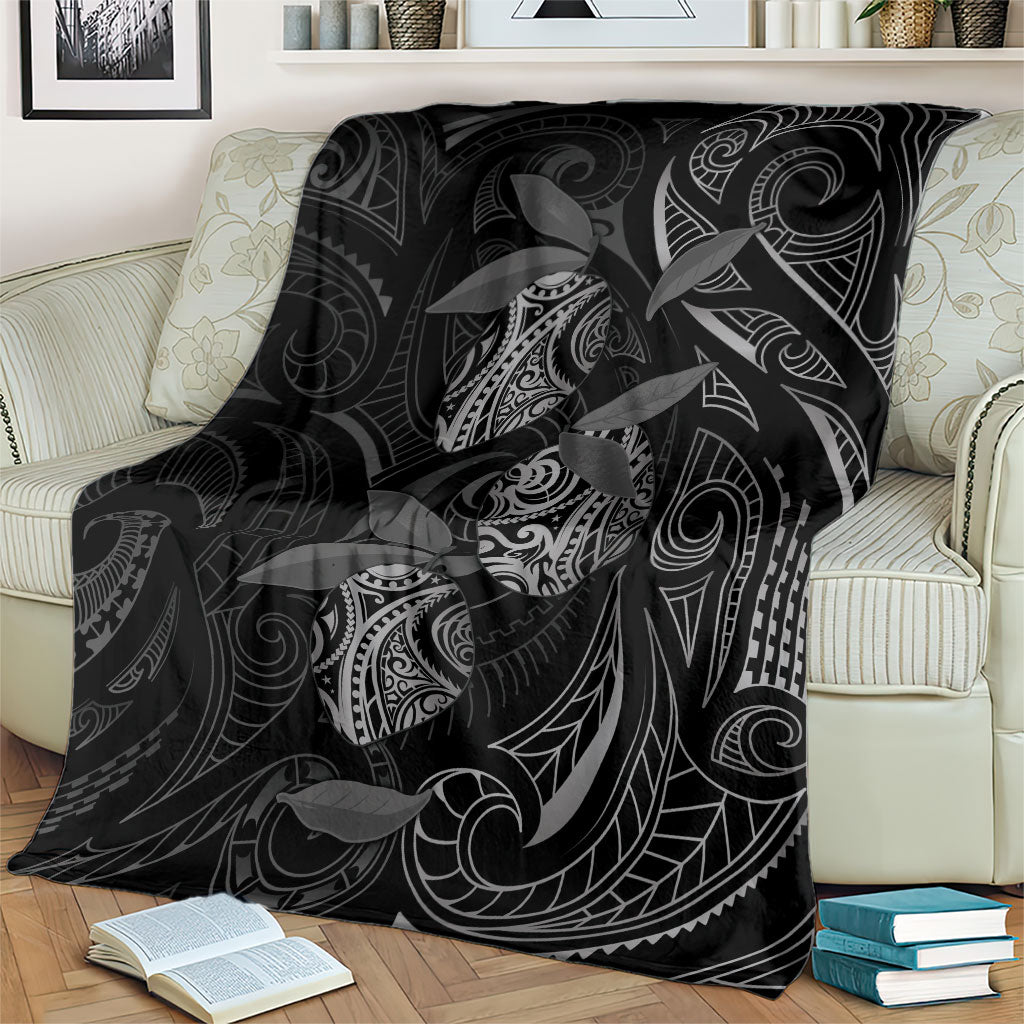 Hawaiian Mango Tribal Tattoo Blanket Black White Pacific Traditional Pattern
