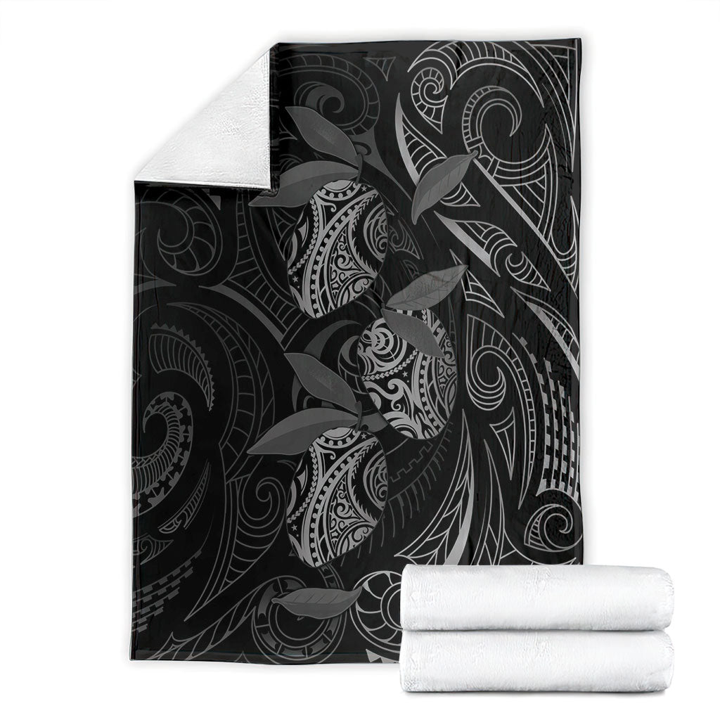 Hawaiian Mango Tribal Tattoo Blanket Black White Pacific Traditional Pattern