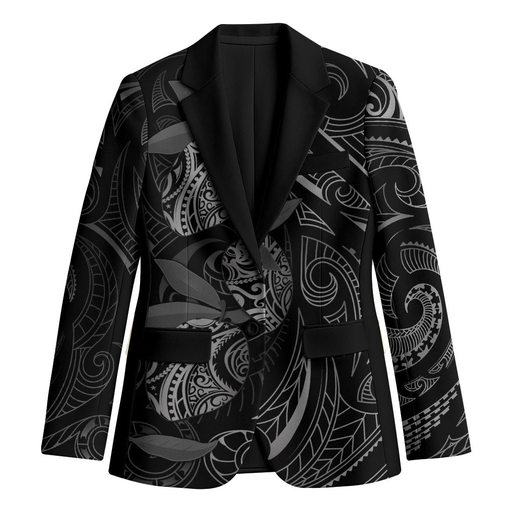 Hawaiian Mango Tribal Tattoo Blazer Black White Pacific Traditional Pattern