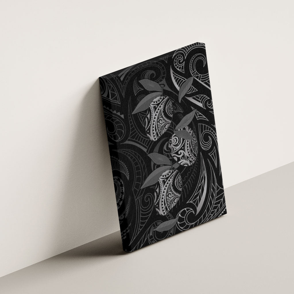 Hawaiian Mango Tribal Tattoo Canvas Wall Art Black White Pacific Traditional Pattern
