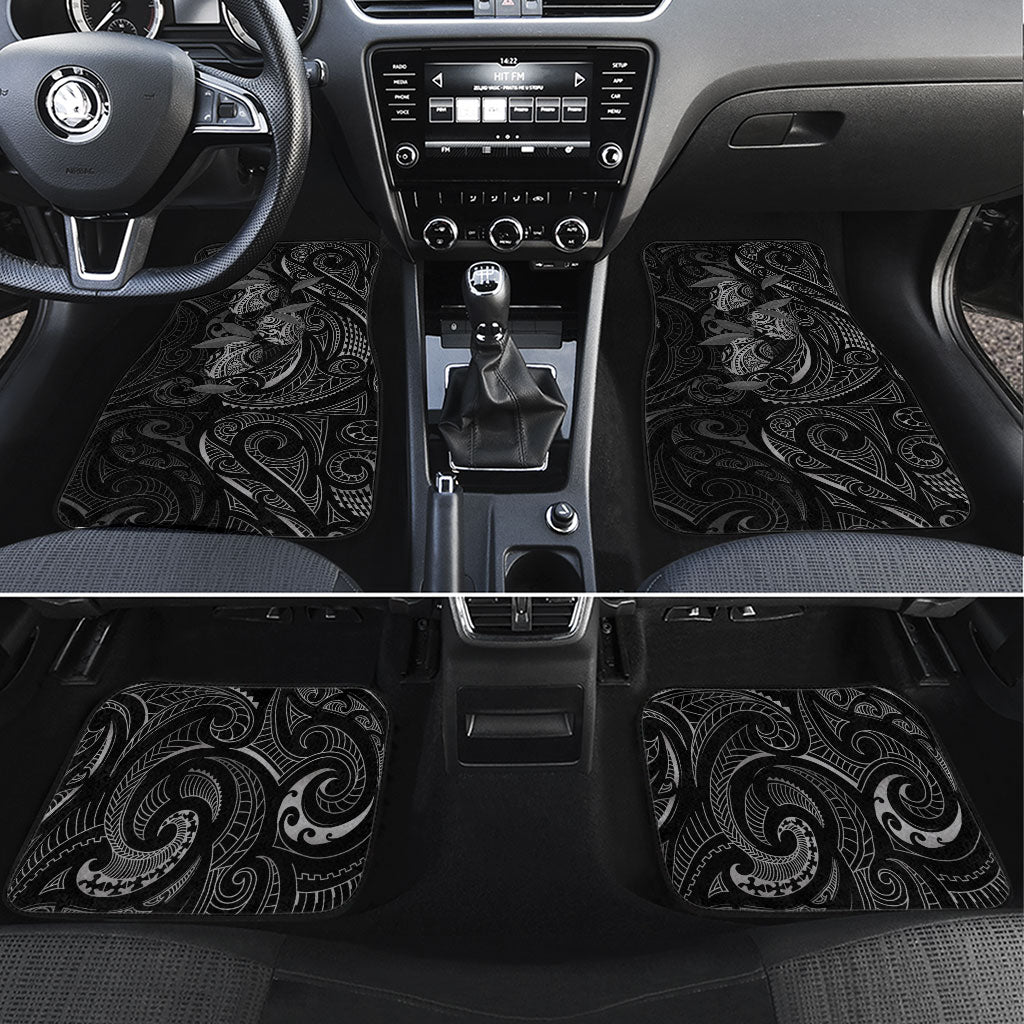 Hawaiian Mango Tribal Tattoo Car Mats Black White Pacific Traditional Pattern