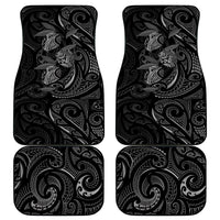 Hawaiian Mango Tribal Tattoo Car Mats Black White Pacific Traditional Pattern