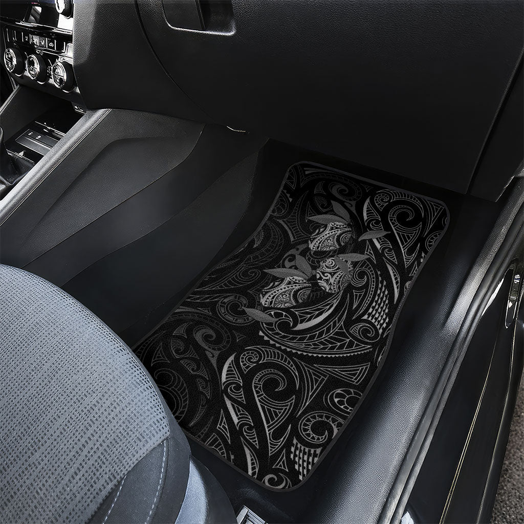 Hawaiian Mango Tribal Tattoo Car Mats Black White Pacific Traditional Pattern