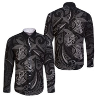 Hawaiian Mango Tribal Tattoo Family Matching Tank Maxi Dress and Hawaiian Shirt Black White Pacific Traditional Pattern