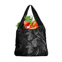 Hawaiian Mango Tribal Tattoo Grocery Bag Black White Pacific Traditional Pattern