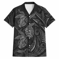 Hawaiian Mango Tribal Tattoo Hawaiian Shirt Black White Pacific Traditional Pattern
