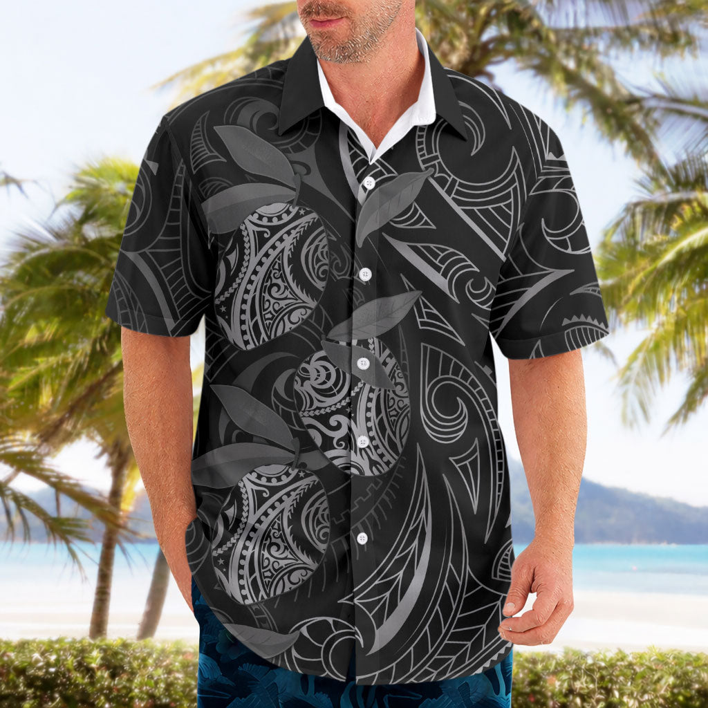 Hawaiian Mango Tribal Tattoo Hawaiian Shirt Black White Pacific Traditional Pattern