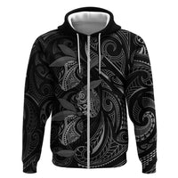 Hawaiian Mango Tribal Tattoo Hoodie Black White Pacific Traditional Pattern