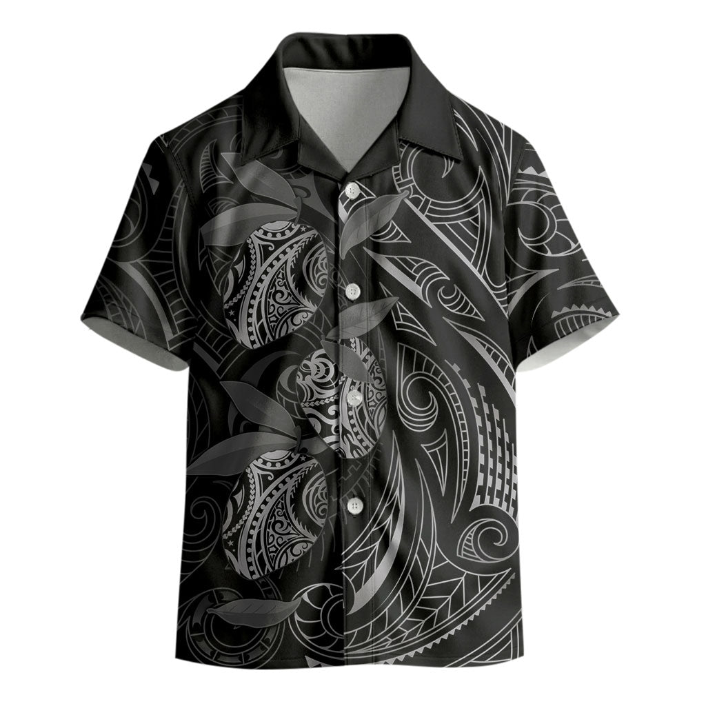 Hawaiian Mango Tribal Tattoo Kid Hawaiian Shirt Black White Pacific Traditional Pattern