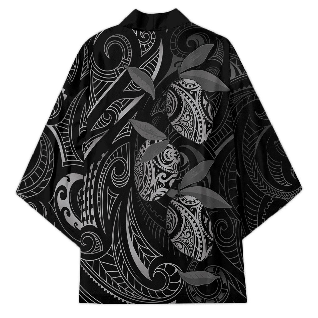 Hawaiian Mango Tribal Tattoo Kimono Black White Pacific Traditional Pattern