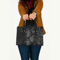 Hawaiian Mango Tribal Tattoo Leather Bag Black White Pacific Traditional Pattern