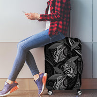 Hawaiian Mango Tribal Tattoo Luggage Cover Black White Pacific Traditional Pattern