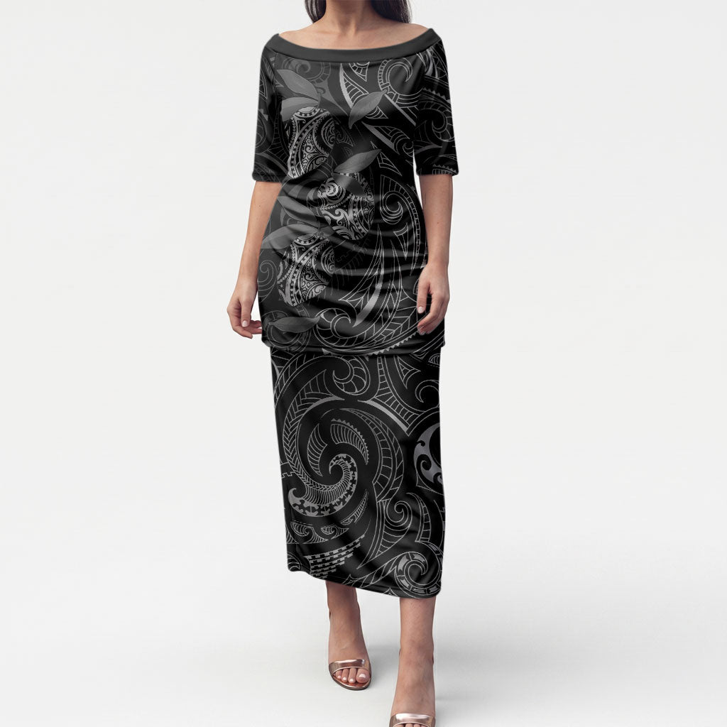 Hawaiian Mango Tribal Tattoo Puletasi Black White Pacific Traditional Pattern