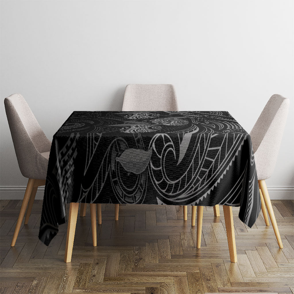 Hawaiian Mango Tribal Tattoo Tablecloth Black White Pacific Traditional Pattern
