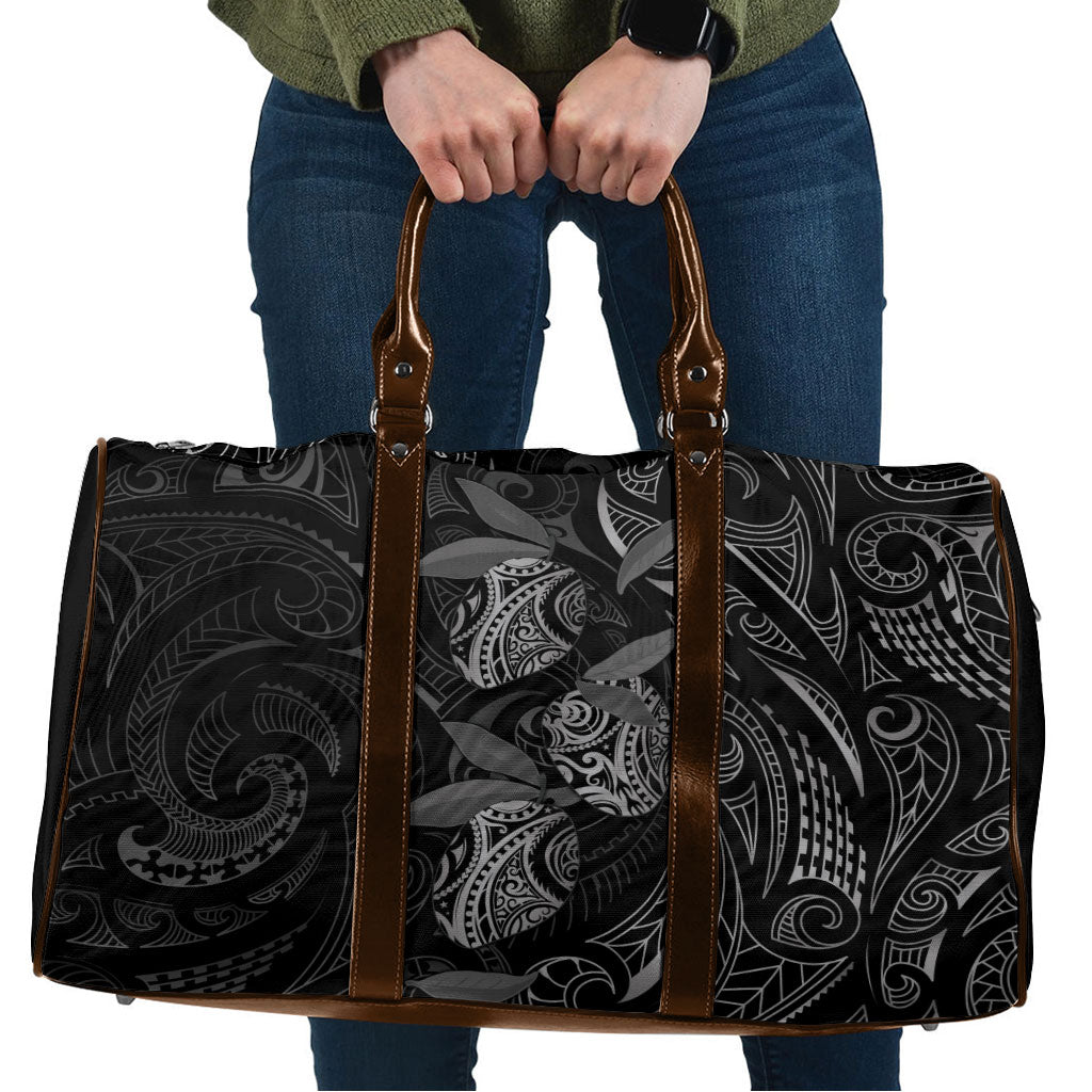 Hawaiian Mango Tribal Tattoo Travel Bag Black White Pacific Traditional Pattern