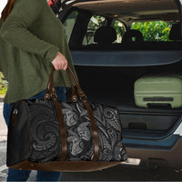 Hawaiian Mango Tribal Tattoo Travel Bag Black White Pacific Traditional Pattern