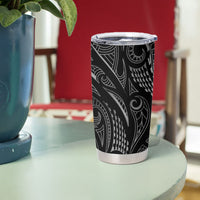 Hawaiian Mango Tribal Tattoo Tumbler Cup Black White Pacific Traditional Pattern