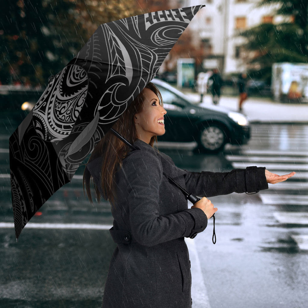 Hawaiian Mango Tribal Tattoo Umbrella Black White Pacific Traditional Pattern