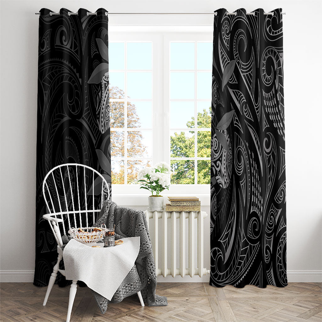 Hawaiian Mango Tribal Tattoo Window Curtain Black White Pacific Traditional Pattern