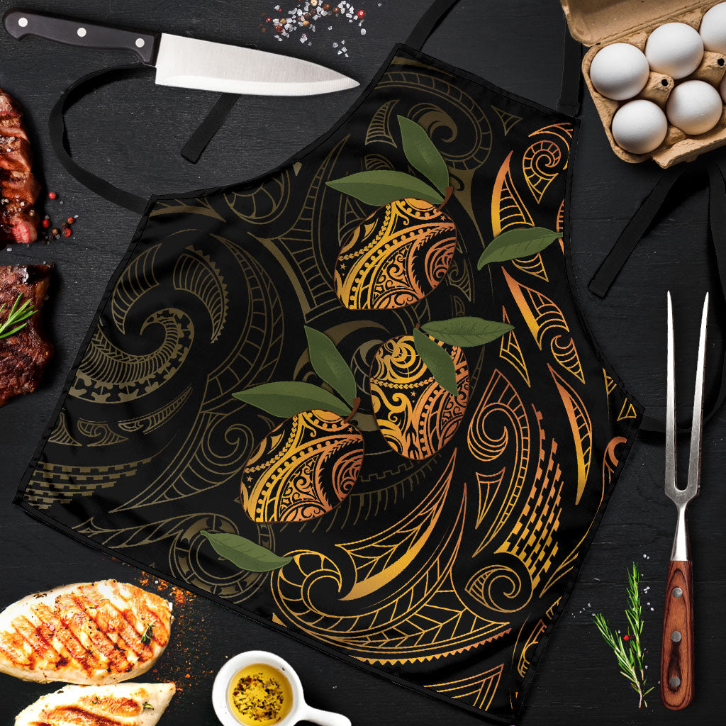 Hawaiian Mango Tribal Tattoo Apron Gold Pacific Traditional Pattern
