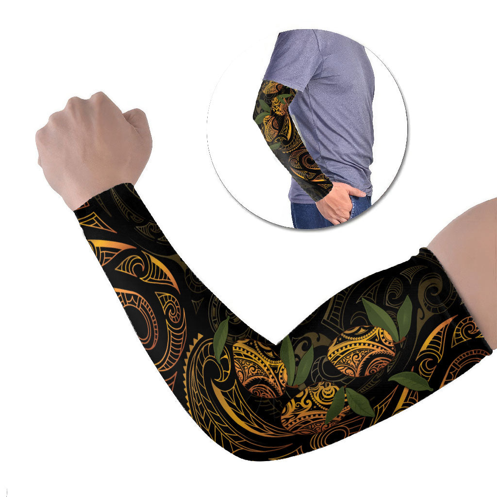 Hawaiian Mango Tribal Tattoo Arm Sleeves Gold Pacific Traditional Pattern LT9 Set of 2 Gold - Polynesian Pride