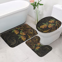 Hawaiian Mango Tribal Tattoo Bathroom Set Gold Pacific Traditional Pattern